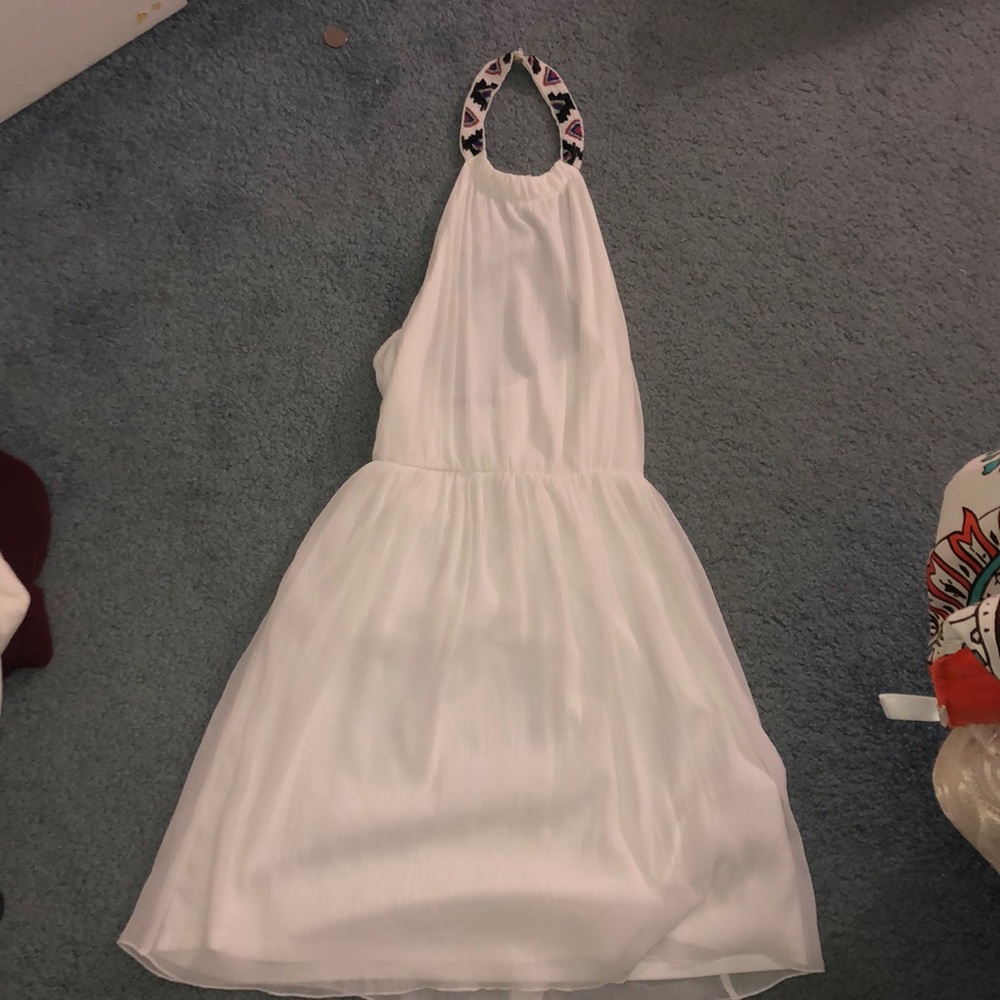 Zara white dress with beaded neck